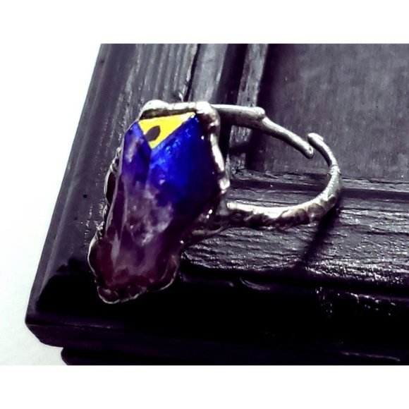 Amethyst rainbow aura crystal ring adjustable - Picture 11 of 12